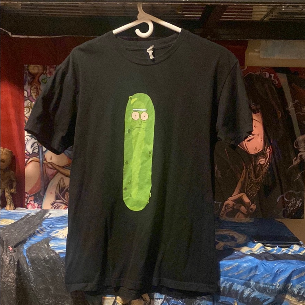 Black T-Shirt Pickle Rick Graphic Rick and Morty